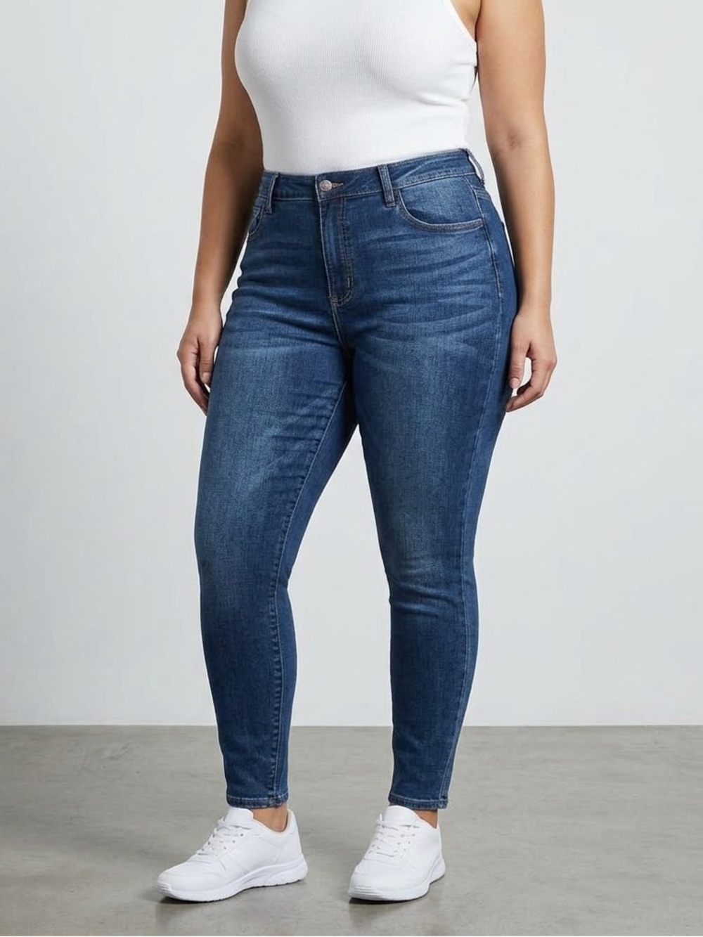 NWT New Fashion Nova Dark Blue High-Rise Skinny Jeans, Junior Size 15, Denim
